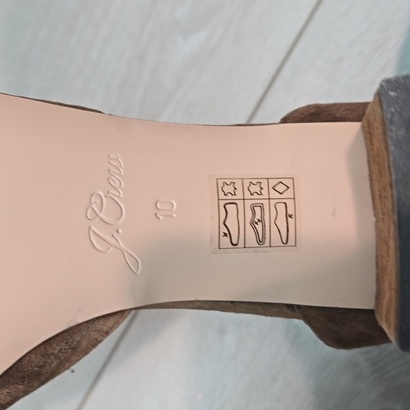 J.Crew Women Maise Brown Suede Ankle Block Heel Shoes Sandals Sz 10 - Picture 10 of 10